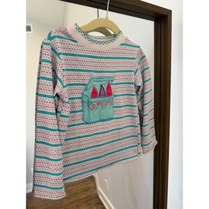 Kids Exchange Vintage Crayon Box Striped Knit Top Long Sleeve Teal Pink Sz 5 80s